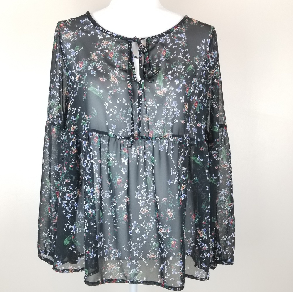 Peach Love Sheer Boho Style Floral Blouse